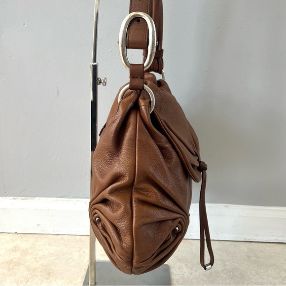 YSL Yves Saint Laurent Mamounia Sac Brown Leather Shoulder Pleated Hobo Bag - Picture 5 of 17